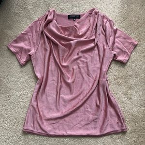 Jones New York blouse drape shirt top knit pink shirt sleeve large
